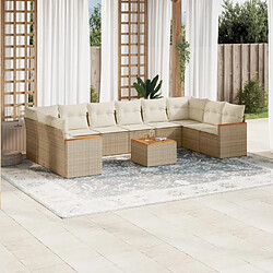 Maison Chic Salon de jardin 11 pcs avec coussins, Ensemble Tables et chaises d'extérieur beige résine tressée -GKD969840