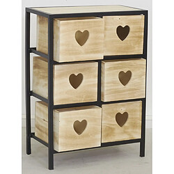 Avis Aubry Gaspard Commode 6 tiroirs en bois naturel Coeur 2 x 3 tiroirs.