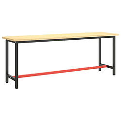 vidaXL Cadre banc de travail Noir mat et rouge mat 210x50x79 cm Métal