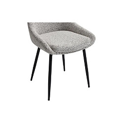 Vente-Unique Lot de 6 chaises en tissu tweed et métal noir - Crème - MASURIE pas cher