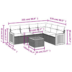 Avis vidaXL Salon de jardin avec coussins 7 pcs gris résine tressée