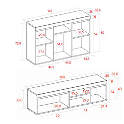 Acheter SKRAUT HOME Set Naturale Buffet-Meuble TV 160cm couleur Chêne Nordique/Noir