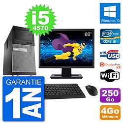 PC Tour Dell 9020 Ecran 22" Intel i5-4570 RAM 4Go Disque 250Go Windows 10 Wifi - Occasion