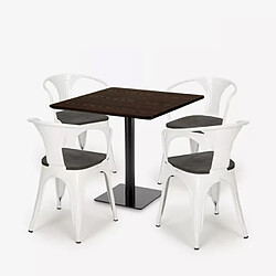 Avis Ahd Amazing Home Design ensemble 1 table horeca 90x90cm bar restaurant et 4 chaises style burke - Blanc