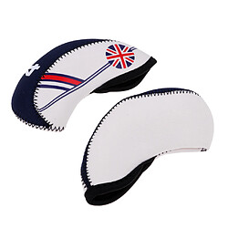 Acheter 10pcs tête de golf couvre tête couvre fer protéger union jack beige + bleu foncé