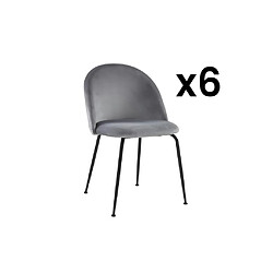 Vente-Unique Lot de 6 chaises en velours et acier inoxydable noir - Gris - MELBOURNE