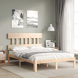 Maison Chic Cadre/structure de lit avec tête de lit pour adulte - Lit Moderne Chambre 120x200 cm bois massif -MN53998