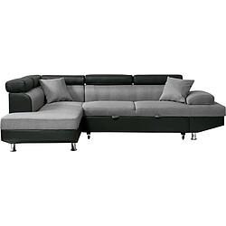 Avis Habitat Et Jardin Canapé d'angle convertible Sophia luxe - 265 x 190.5 x 80/91 cm - Noir / Gris - 5 places - Angle gauche