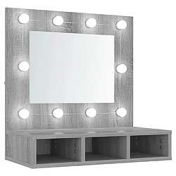 Helloshop26 Armoire à miroir avec led 60 x 31,5 x 62 cm gris 02_0006676 