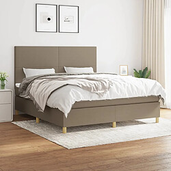 vidaXL Sommier à lattes de lit avec matelas Taupe 180x200 cm Tissu