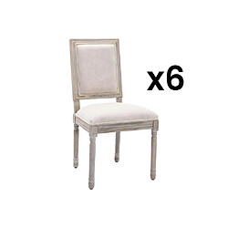 Vente-Unique Lot de 6 chaises en tissu et bois d'hévéa - Beige - AMBOISETTE 