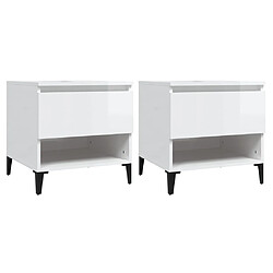 vidaXL Tables d'appoint 2pcs Blanc brillant 50x46x50cm Bois ingénierie