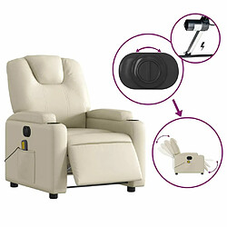 Maison Chic Fauteuil Relax pour salon, Fauteuil de massage inclinable électrique crème similicuir -GKD41788 pas cher