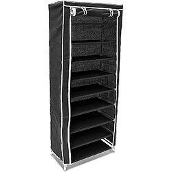 Helloshop26 Armoire étagères à chaussures en tissu pliante 36 paires de chaussures noir 13_0000255_3 