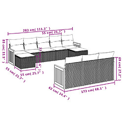 Avis vidaXL Salon de jardin 10 pcs avec coussins noir résine tressée