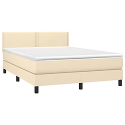 Avis Sommier à lattes LED,Cadre à lattes de lit avec matelas pour Adulte Crème 140x190 cm Tissu -MN64818