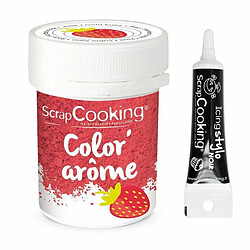 Scrapcooking Colorant alimentaire rose arôme fraise 10 g + Stylo glaçage noir