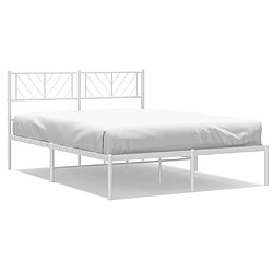 Maison Chic Lit adulte 140x200cm- Cadre de lit métal avec tête de lit pour chambre blanc -MN13739