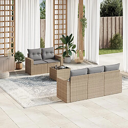 vidaXL Salon de jardin avec coussins 6 pcs beige résine tressée