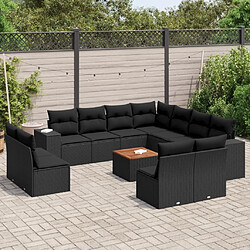 Maison Chic Salon de jardin 12 pcs avec coussins | Ensemble de Table et chaises | Mobilier d'Extérieur noir résine tressée -GKD29992