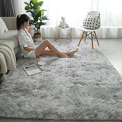 LUUCOZK Tapis à poils longs doux et moelleux pour chambre à coucher et salon - Gris clair-80x200cm 