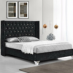 Meubler Design Lit Capitonné Grand Tête De Lit Focuse - Noir - 140x190