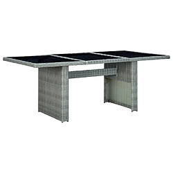 vidaXL Table de jardin Gris clair Résine tressée et verre trempé