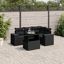 vidaXL Salon de jardin 5 pcs avec coussins noir résine tressée 