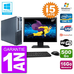 PC Lenovo M82 SFF Ecran 27" i5-3470 RAM 16Go Disque 500Go Graveur DVD Wifi W7 · Occasion 