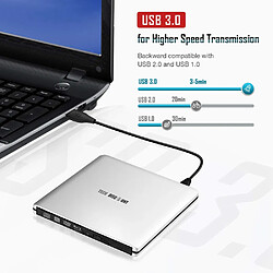 Tech Discount TD® lecteur/graveur optique cd et dvd-rw externe blu-ray Drive USB 3.0 Externe Portable Disque ordinateur Compatible Windows Mac