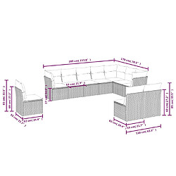 Avis vidaXL Salon de jardin 10 pcs avec coussins marron résine tressée
