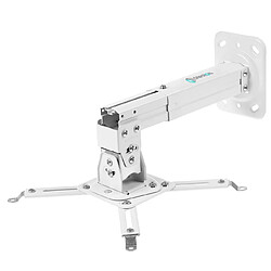 ONKRON Support Videoprojecteur Plafond Blanc de 10 kg - Retroprojecteur Videoprojecteur Support Plafond & Support Mural Projecteur Inclinable et Pivotant/Accessoires pour Vidéoprojecteurs K3A-W Blanc