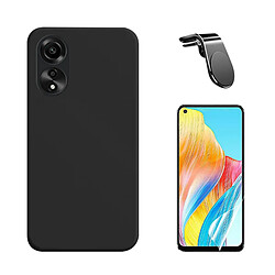 Kit Film de Hydrogel Étui Complète Devant + Étui Silicone Liquide + SuppOrt Magnétique L Safe Driving Voiture Phonecare pour Oppo A78 4G - Noir