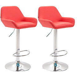 Decoshop26 Lot de 2 tabourets de bar repose-pieds en forme d'arc en métal chromé assise en PVC rouge 10_0004023 