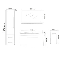 Simba MEUBLE SALLE DE BAIN BLANC VASQUE, LAVABO, 2 Colonnes, Mod. White London 100 cm pas cher