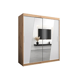 Abiks Meble Armoire Rhomb à portes coulissantes 200/180/62 2 portes (artisan/blanc) 