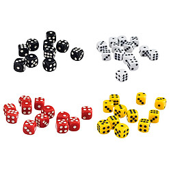 [ Kit de 200pcs ] 12mm Jeux de Dés Polyédrique D6 Opaque en Acrylique Pour Donjons / Dragons / Jeu de Casino ( Noir + Jaune + Blanc + Rouge )