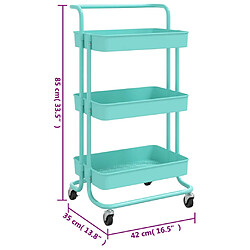 vidaXL Chariot de cuisine 3 niveaux Turquoise 42x35x85 cm Fer et ABS pas cher