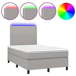 vidaXL Sommier à lattes de lit et matelas et LED Gris clair 120x200 cm