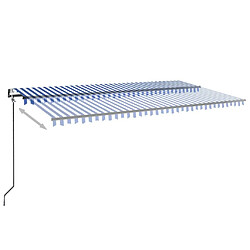 Avis Maison Chic Auvent automatique | Store banne extérieur | Marquise capteur de vent LED 600x350 cm Bleu et blanc -MN91765