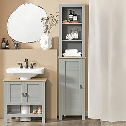 SoBuy BZR68-HG Meuble Colonne de Salle de Bain, Armoire Haute, Placard de Rangement, Étagère de Rangement, Colonne de Rangement 