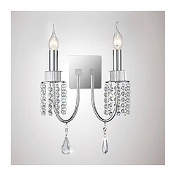 Luminaire Center Applique murale Emily avec interrupteur 2 Ampoules chrome poli/cristal