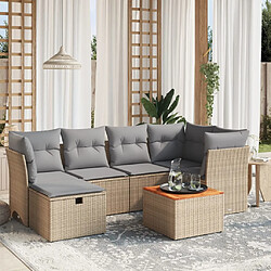 vidaXL Salon de jardin avec coussins 7pcs mélange beige résine tressée 