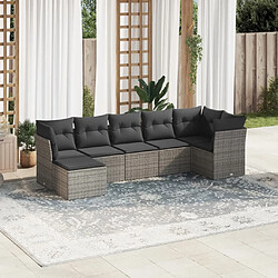 vidaXL Salon de jardin avec coussins 7 pcs gris résine tressée