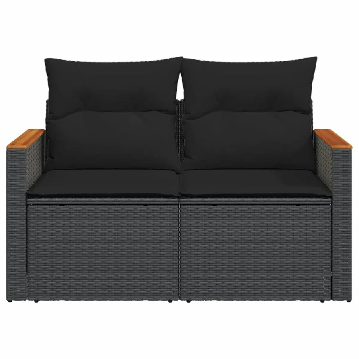 Acheter Maison Chic Canapé de jardin avec coussins 2 places | Canapé d'extérieur | Fauteuil,Banquette Jardin noir résine tressée -MN46176