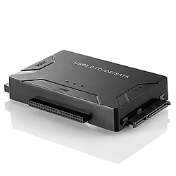 E-Thinker Adaptateur USB 3.0 vers Disque Dur IDE SATA Convertisseur pour 2.5'' 3.5'' IDE Disque Dur et SATA HDD SSD avec Alimentation Externe DC 12V 2A et 1m Câble USB 3.0 Noir