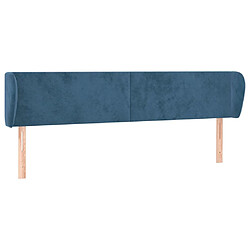 Maison Chic Tête de lit scandinave avec oreilles,meuble de chambre Bleu foncé 163x23x78/88 cm Velours -MN73928