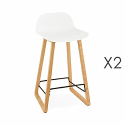 Mes Lot de 2 tabourets de bar H67 cm blanc - RIZZO