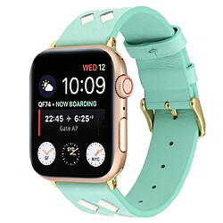 Avis Wewoo Pour Apple Watch Séries 5 et 4 Bracelet en cuir véritable - Modèle tissé - 38 mm - 3 et 2 & 1 - 38 mm Vert blanc