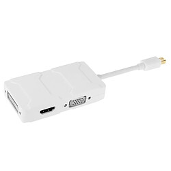 Wewoo Pour Mac Book Pro Air, blanc Longueur du Câble: 8cm 3 en 1 Mini DisplayPort Mâle à HDMI + VGA + DVI Convertisseur Adaptateur Femelle